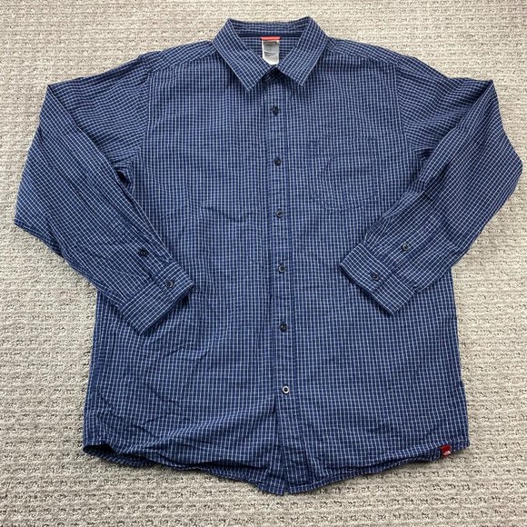 North Face Shirt Men Large L Blue White Checkered Button Up Long Sleeve Outdoor - Picture 1 of 10